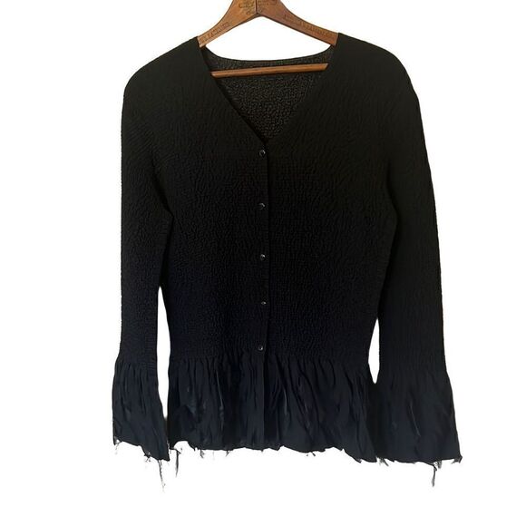 Lightweight Stretch Fringed Hem Button Down Shirt - Picture 1 of 6